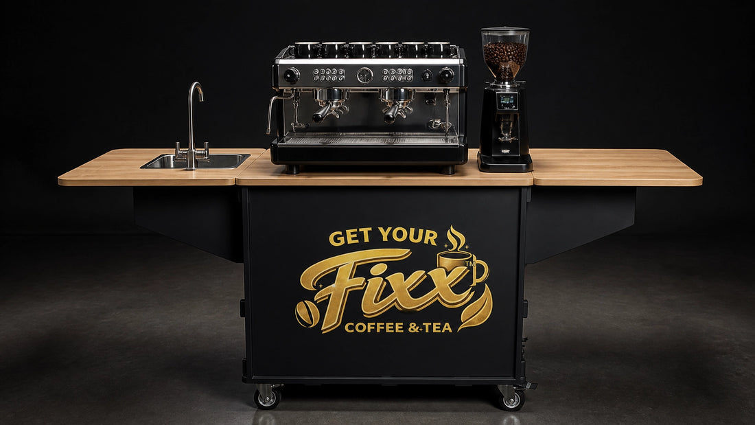 Get Your Fixx mobile espresso cart positioned in a high-end event setting